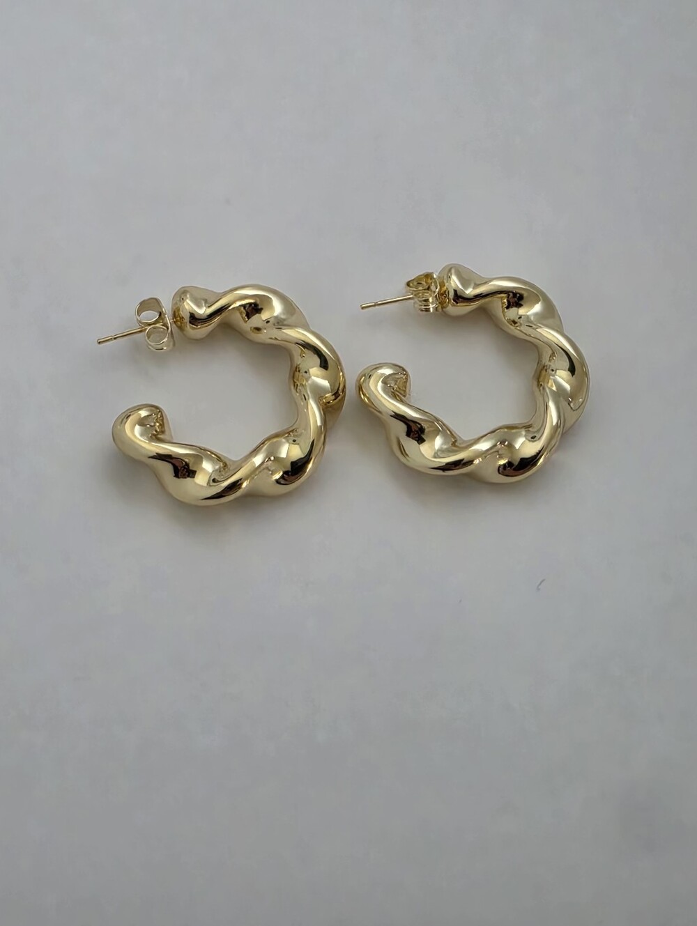 Gold Twisted Hoop Earrings - Women Jewelry